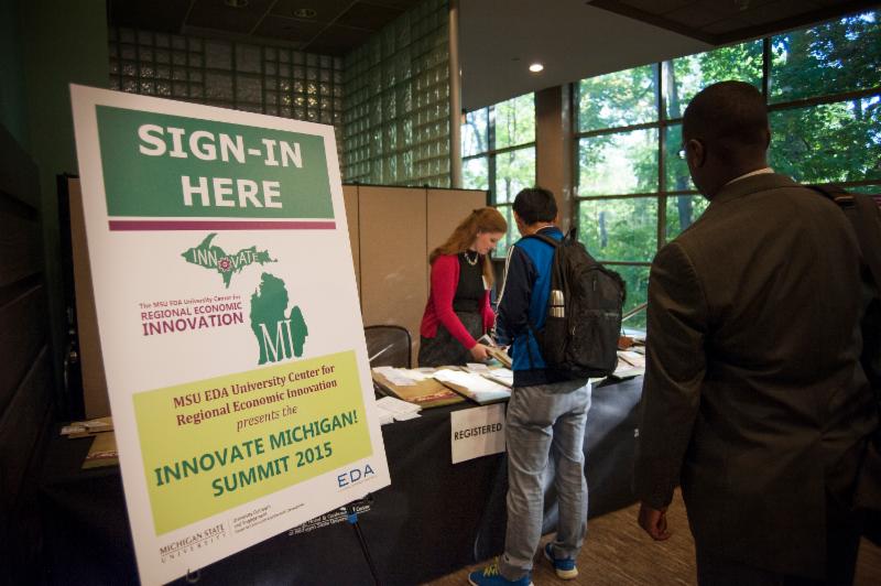 Sign-in registration booth at this year's summit